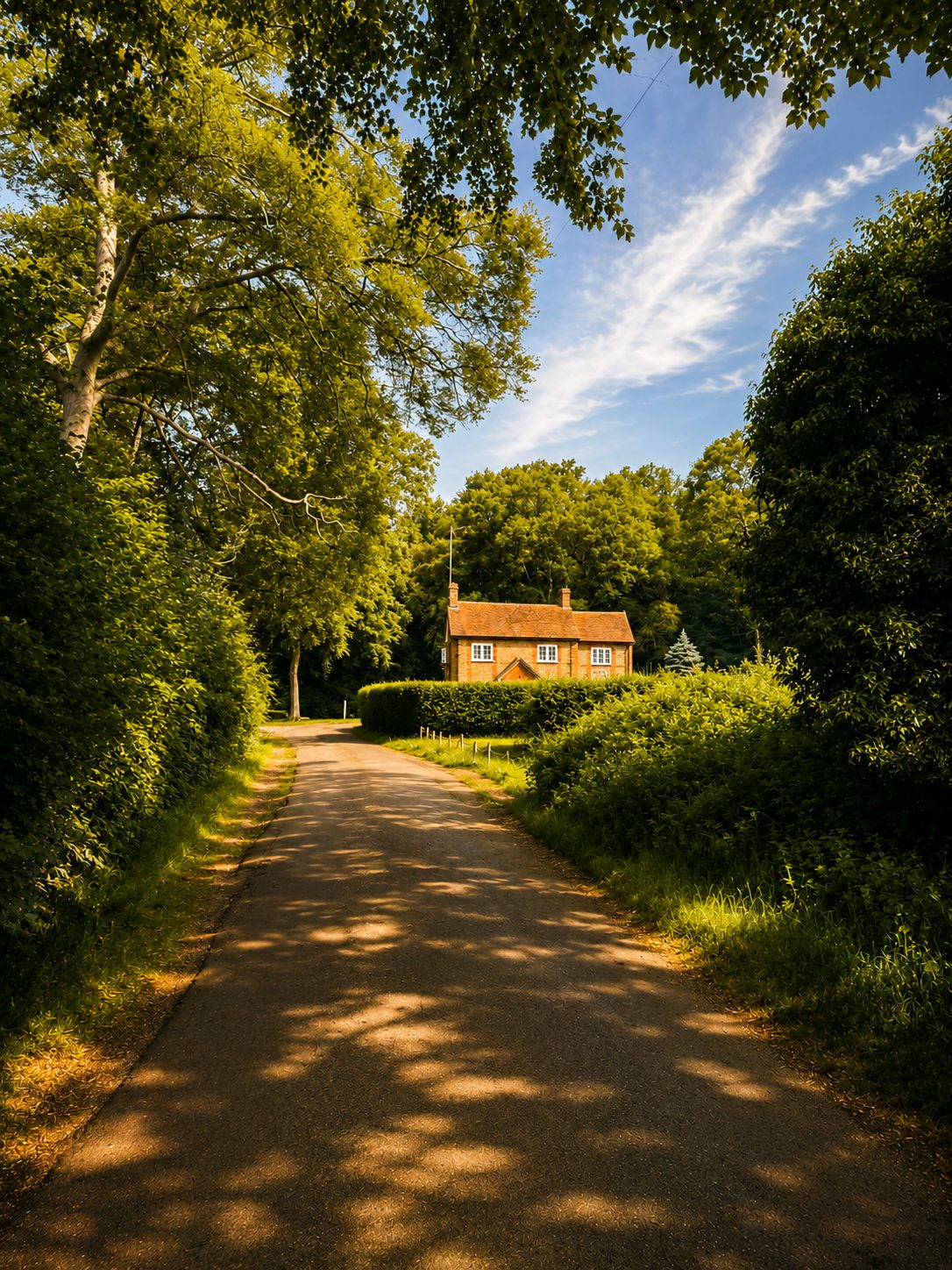 A brick cottage at the end of a Surrey lane